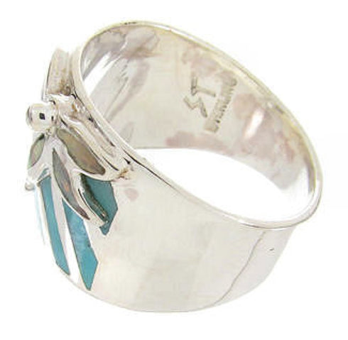 Sterling Silver Floral Turquoise Opal Ring Jewelry Size 4-1/2 IS60614